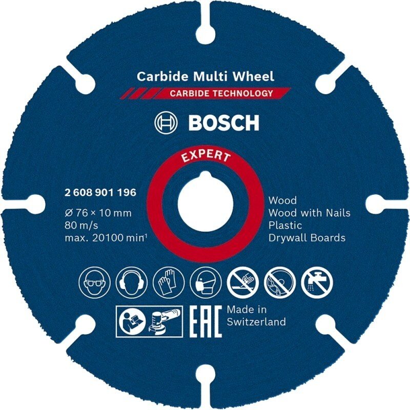 Pjovimo diskas BOSCH Expert Carbide Multi Wheel 76mm Pjovimo diskas BOSCH Expert Carbide Multi Wheel 76mm