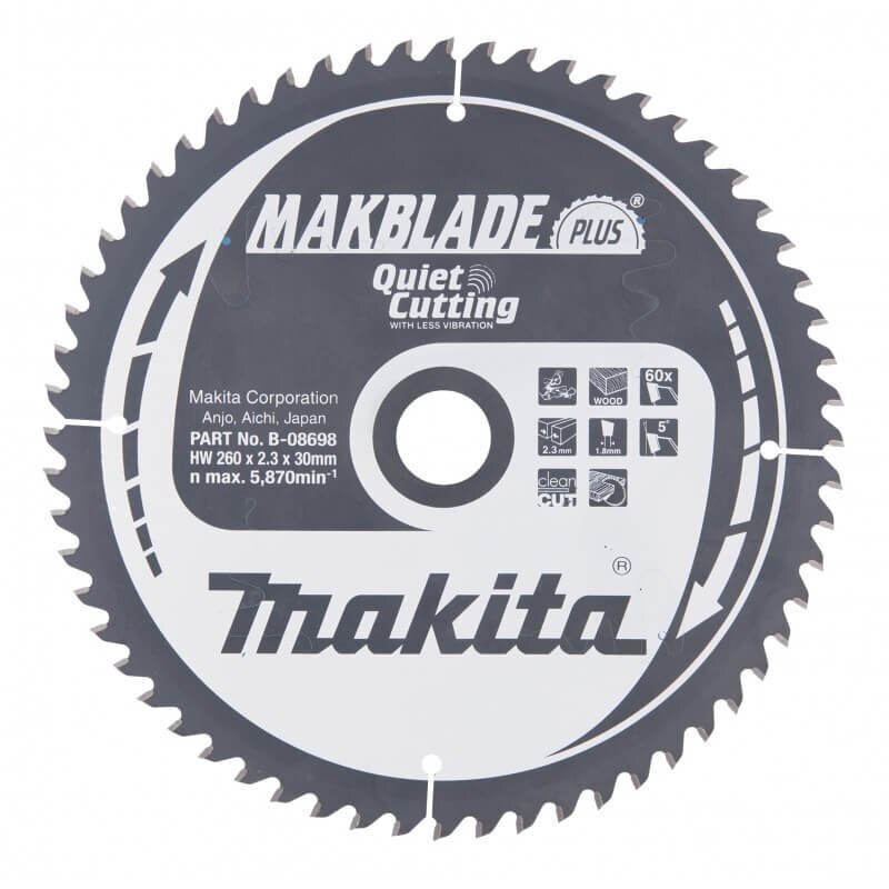 Pjovimo diskas MAKITA 260x30x2,3mm 60T Makblade+ Pjovimo diskas MAKITA 260x30x2,3mm 60T Makblade+