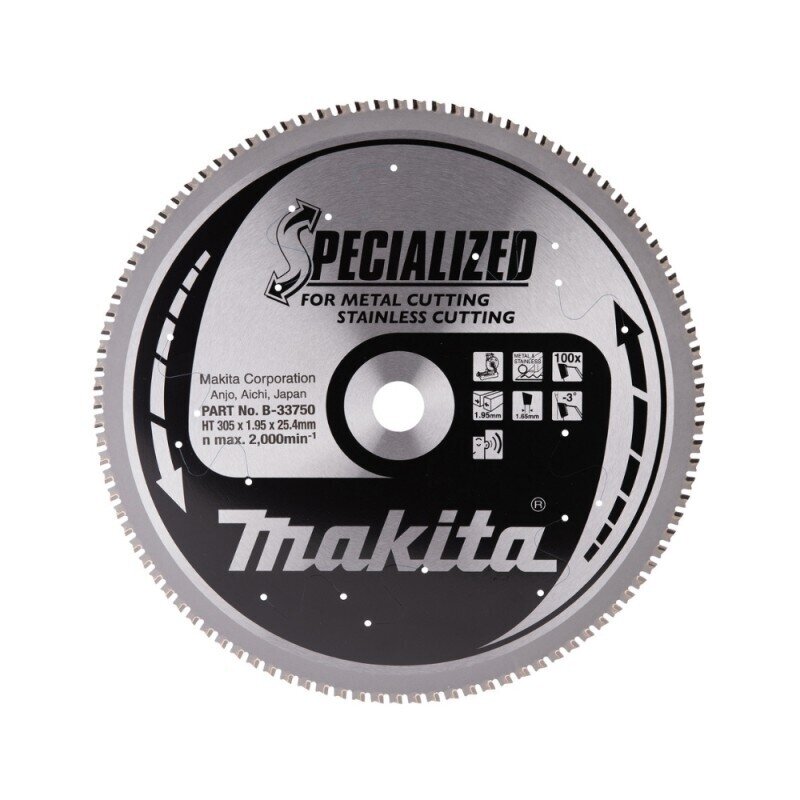 Pjovimo diskas MAKITA 305x25,4x1,95mm T100 -3° Pjovimo diskas MAKITA 305x25,4x1,95mm T100 -3°