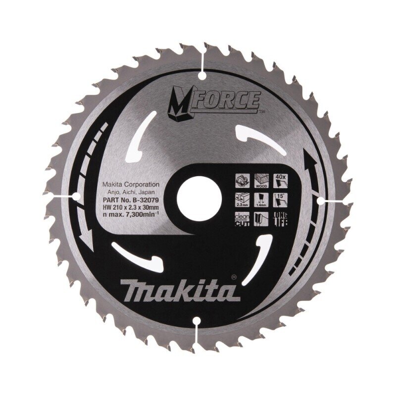 Pjovimo diskas MAKITA M-FORCE 210x30x2,3mm 40T 15° Pjovimo diskas MAKITA M-FORCE 210x30x2,3mm 40T 15°