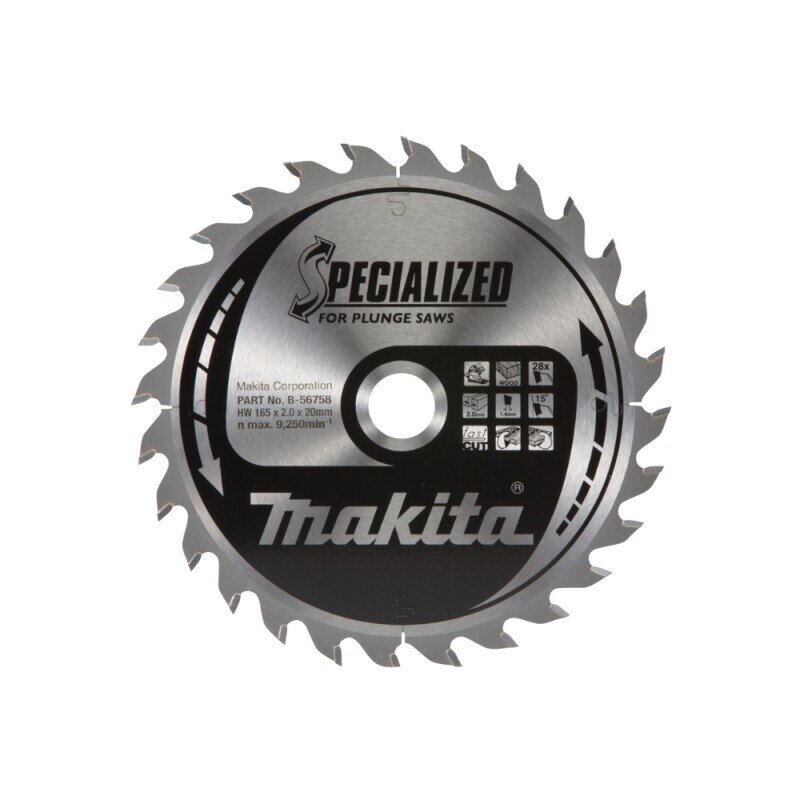 Pjovimo diskas medienai MAKITA 165x20x2,0mm 28T 15°