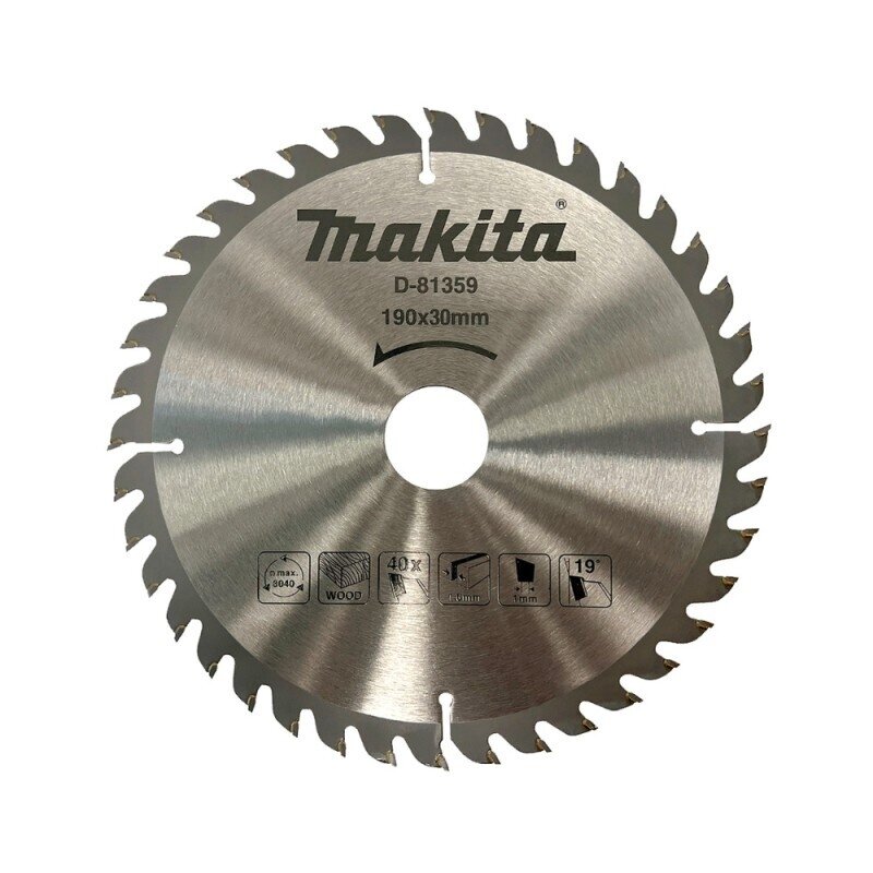 Pjovimo diskas medienai MAKITA 190x30x1,6mm 40T 19° Pjovimo diskas medienai MAKITA 190x30x1,6mm 40T 19°