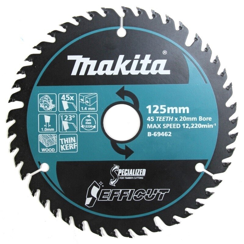 Pjovimo diskas medienai MAKITA Efficut 125x20x1,4mm 45T Pjovimo diskas medienai MAKITA Efficut 125x20x1,4mm 45T