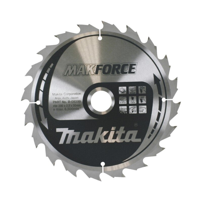 Pjovimo diskas medienai MAKITA Makforce 235x30x2,3mm 20T 20° Pjovimo diskas medienai MAKITA Makforce 235x30x2,3mm 20T 20°