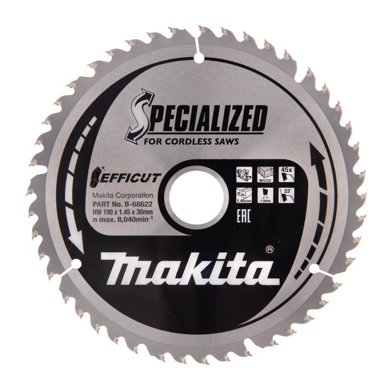Pjovimo diskas medžiui MAKITA 190x30x1,45mm 45T Pjovimo diskas medžiui MAKITA 190x30x1,45mm 45T