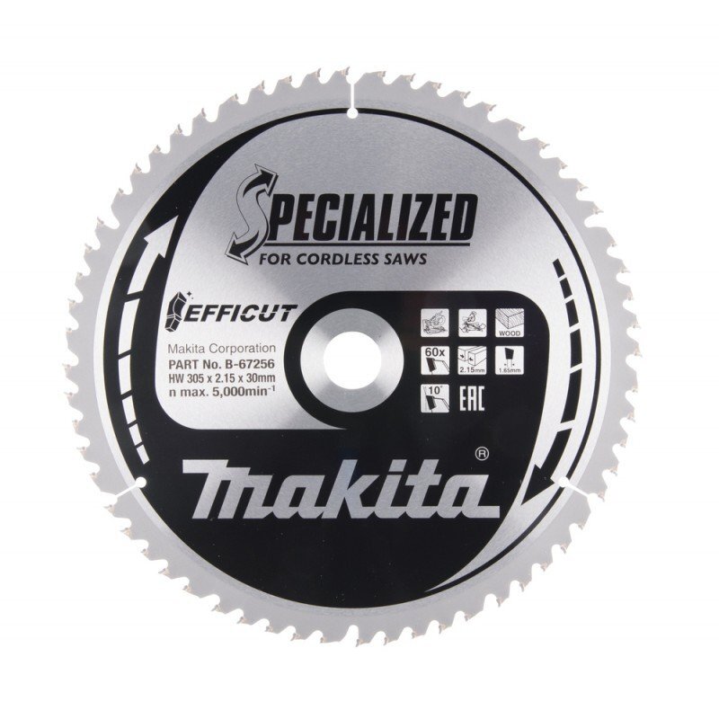 Pjovimo diskas medžiui MAKITA 305x30x2,15mm T60 Pjovimo diskas medžiui MAKITA 305x30x2,15mm T60