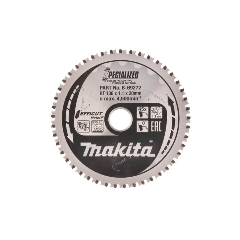 Pjovimo diskas metalui MAKITA Efficut 136x20x1,1mm Z45 Pjovimo diskas metalui MAKITA Efficut 136x20x1,1mm Z45