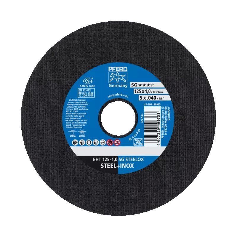 Pjovimo diskas PFERD EHT 125x1,0mm SG STEELOX Pjovimo diskas PFERD EHT 125x1,0mm SG STEELOX