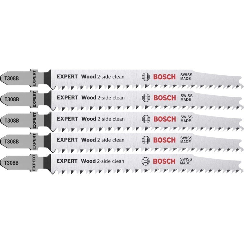 Pjūkleliai BOSCH Expert Wood 2-side clean T 308 B, 5vnt. Pjūkleliai BOSCH Expert Wood 2-side clean T 308 B, 5vnt.