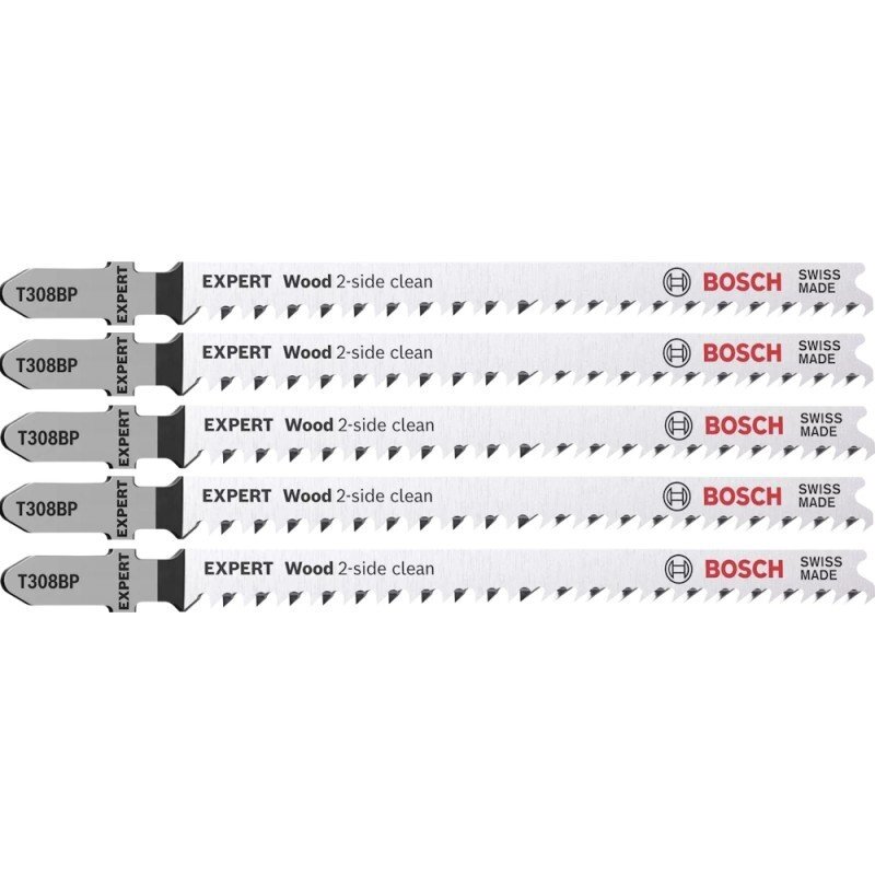 Pjūkleliai BOSCH Expert Wood 2-side clean T 308 BP, 5vnt. Pjūkleliai BOSCH Expert Wood 2-side clean T 308 BP, 5vnt.