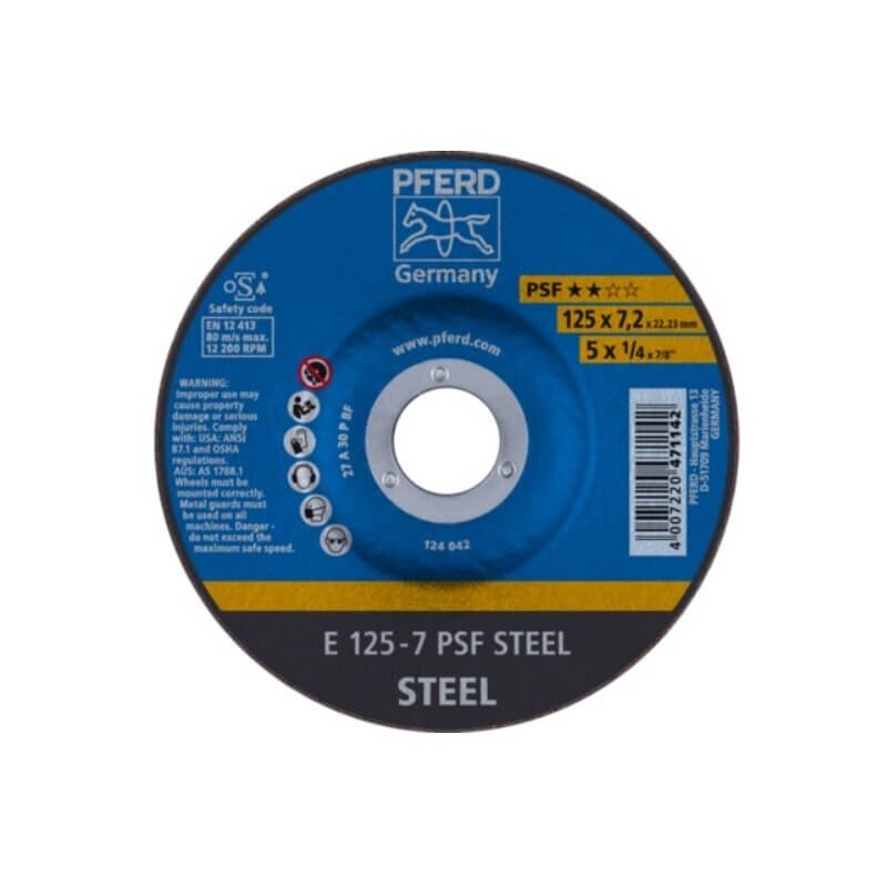 Plieno šlifavimo diskas PFERD PSF Ø125x7x22mm A30