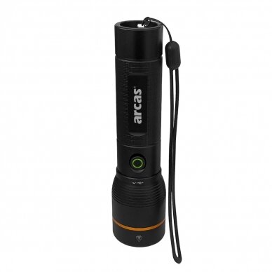 Rankinis žibintuvėlis, 20W, įkraunamas USB-C, juodas, ARCAS Rankinis žibintuvėlis, 20W, įkraunamas USB-C, juodas, ARCAS