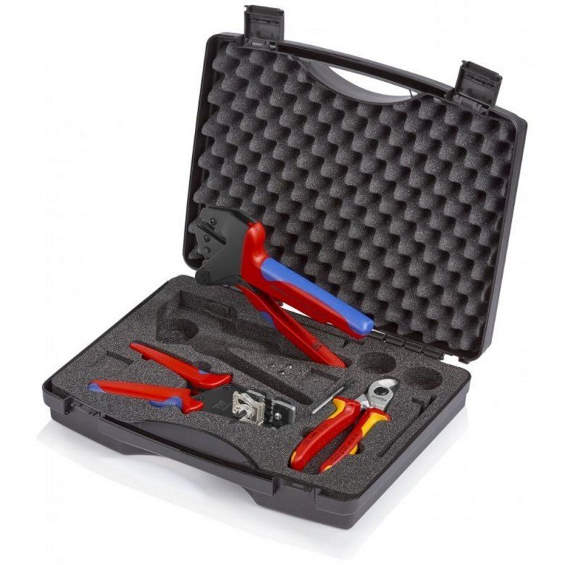 Saulės modulių jungčių apdirbimo replių rinkinys KNIPEX Saulės modulių jungčių apdirbimo replių rinkinys KNIPEX