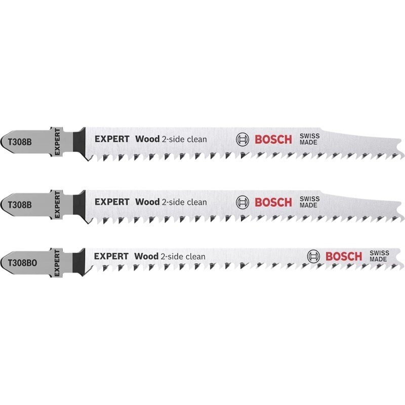 Siaurapjūklio pjūklelių rinkinys BOSCH Expert Wood 2-side clean, 3vnt. Siaurapjūklio pjūklelių rinkinys BOSCH Expert Wood 2-side clean, 3vnt.