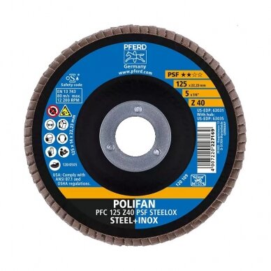 Šlifavimo diskas PFC125 Z PSF PFERD 60 1 Šlifavimo diskas PFC125 Z PSF PFERD 60 1