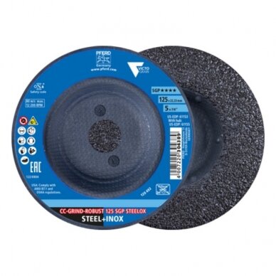 Šlifavimo diskas PFERD CC-Grind-Robust 125 SGP Steelox Šlifavimo diskas PFERD CC-Grind-Robust 125 SGP Steelox