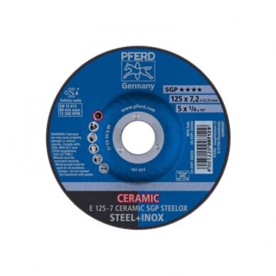 Šlifavimo diskas PFERD E125-7 Ceramic SGP Steelox Šlifavimo diskas PFERD E125-7 Ceramic SGP Steelox