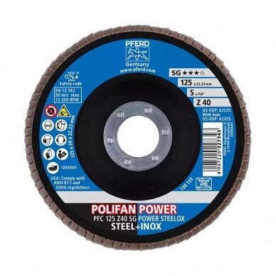 Šlifavimo diskas PFERD PFC125 Z40 SG-POWER 40 1 Šlifavimo diskas PFERD PFC125 Z40 SG-POWER 40 1