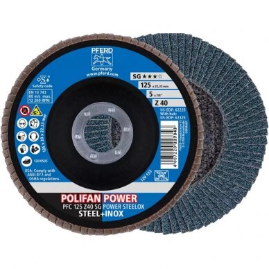 Šlifavimo diskas PFERD PFC125 Z40 SG-POWER 40 Šlifavimo diskas PFERD PFC125 Z40 SG-POWER 40