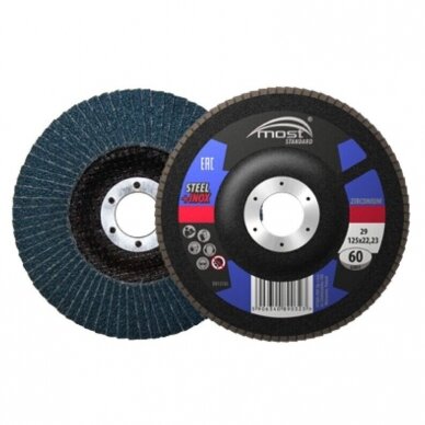 Šlifavimo žiedlapinis diskas Most GR40Cirkonis Standart 125x6.5x22 mm Šlifavimo žiedlapinis diskas Most GR40Cirkonis Standart 125x6.5x22 mm