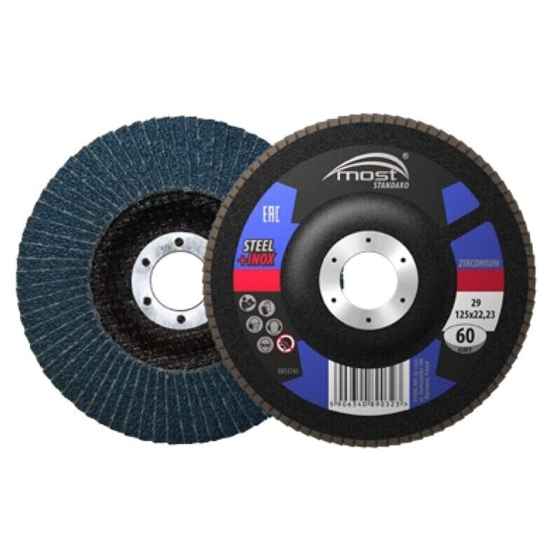 Šlifavimo žiedlapinis diskas Most GR40Cirkonis Standart 125x6.5x22 mm Šlifavimo žiedlapinis diskas Most GR40Cirkonis Standart 125x6.5x22 mm