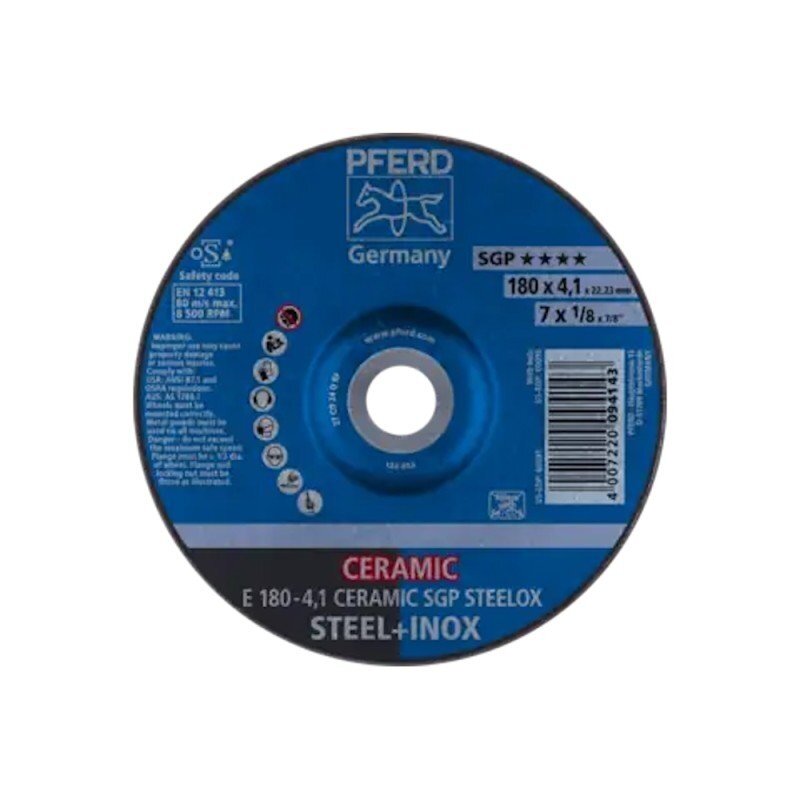 Šlifavimo diskas PFERD E180-4,1 Ceramic SGP Steelox Šlifavimo diskas PFERD E180-4,1 Ceramic SGP Steelox