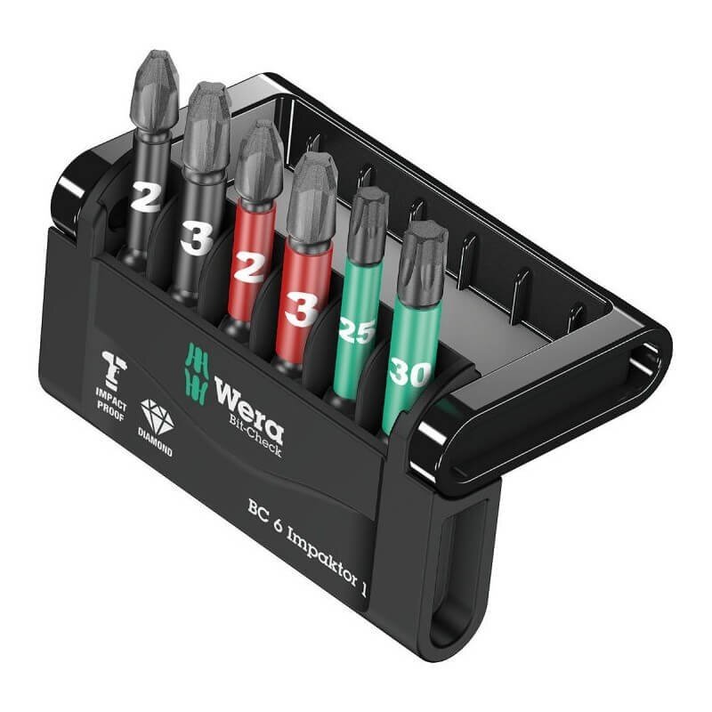 Smūginių sukimo antgalių rinkinys WERA Bit-Check 6 Impaktor 1 Smūginių sukimo antgalių rinkinys WERA Bit-Check 6 Impaktor 1