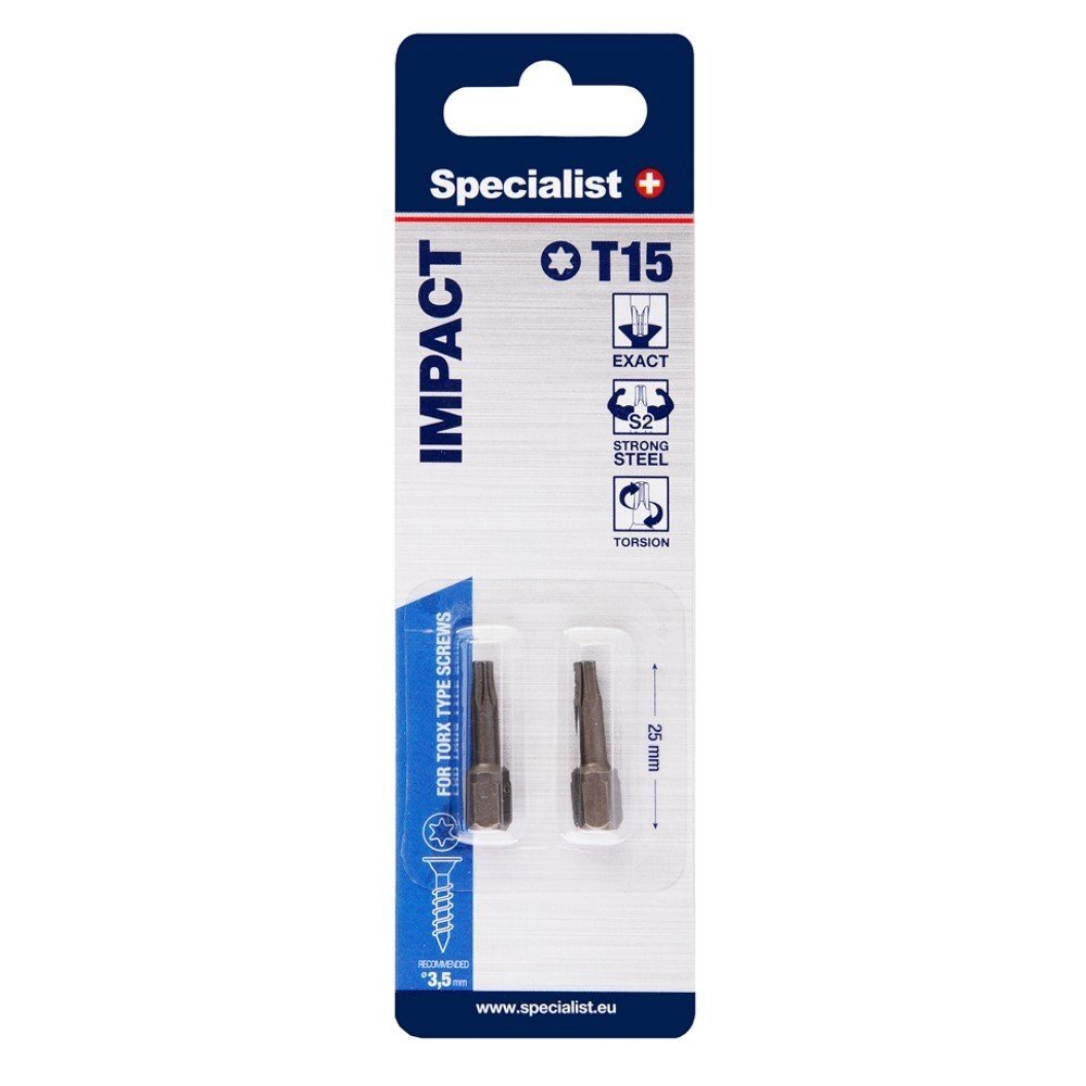 SPECIALIST+ atsuktuvo antgalis T15 2 vnt. 2 SPECIALIST+ atsuktuvo antgalis T15 2 vnt. 2