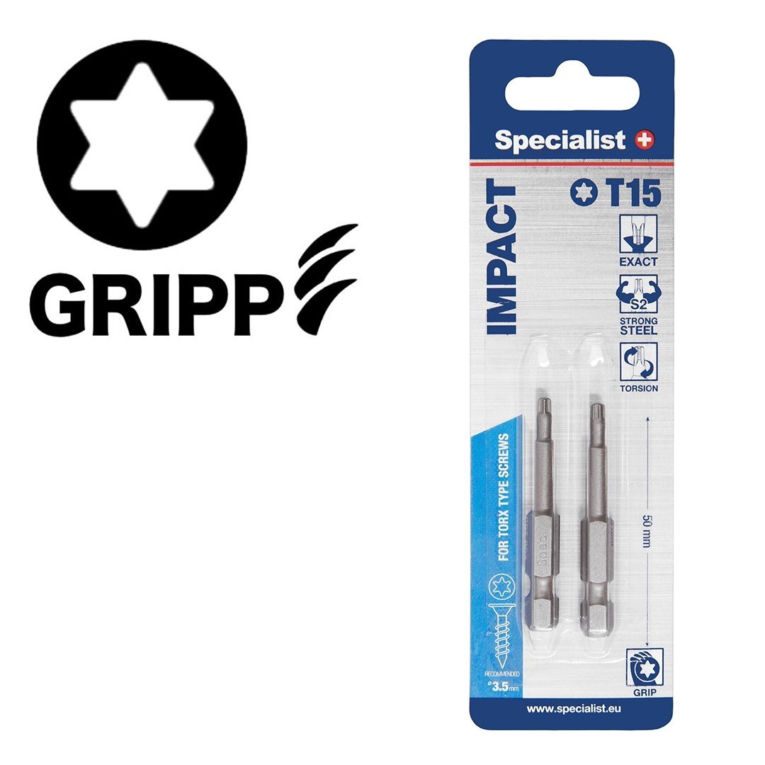 SPECIALIST+ antgalis TORX GRIP T15, 50mm, 2 vnt. SPECIALIST+ antgalis TORX GRIP T15, 50mm, 2 vnt.