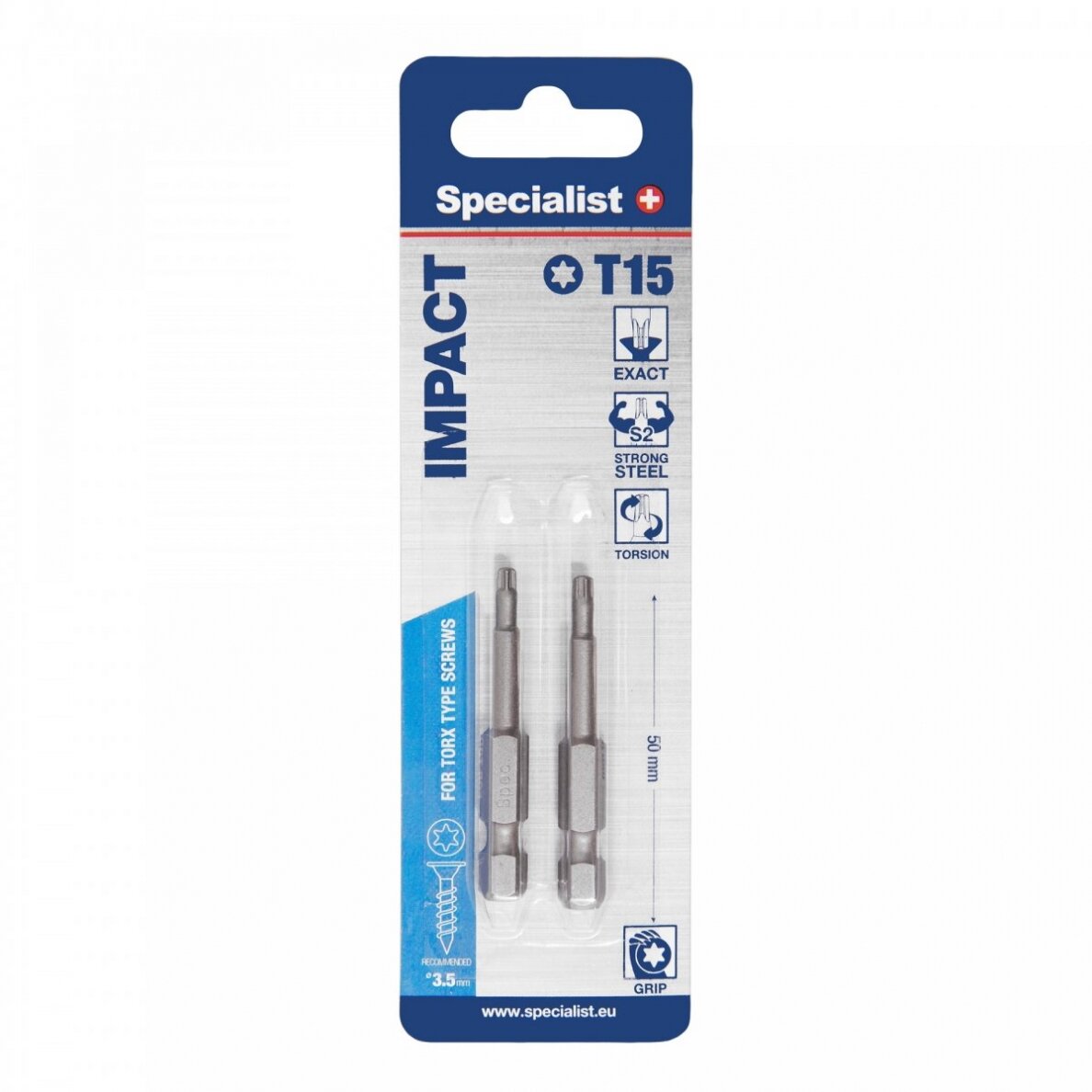 SPECIALIST+ antgalis TORX GRIP T15, 50mm, 2 vnt. 1