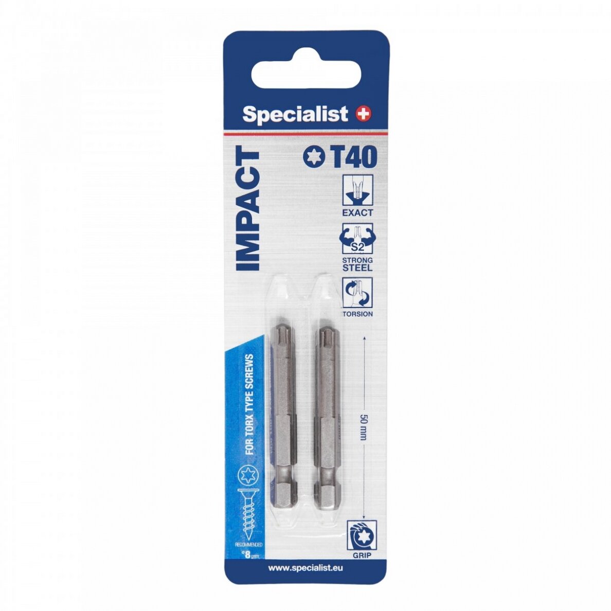 SPECIALIST+ antgalis TORX GRIP T40, 50mm, 2 vnt. 1 SPECIALIST+ antgalis TORX GRIP T40, 50mm, 2 vnt. 1