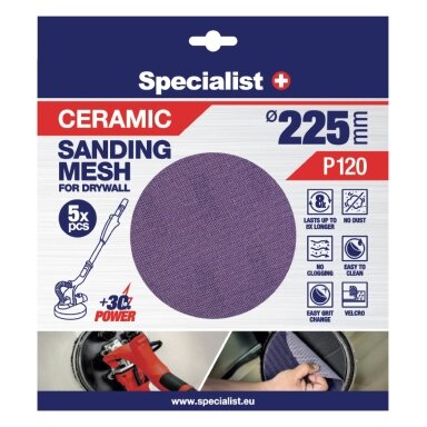 Specialist+ keramikinis tinklelis MESH, 225 mm, P120, 5 vnt.