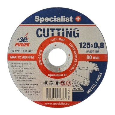 SPECIALIST+ metalo pjovimo diskas CUTTING, 125x0,8x22 mm SPECIALIST+ metalo pjovimo diskas CUTTING, 125x0,8x22 mm