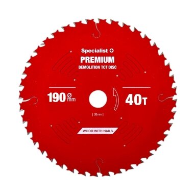 Pjovimo diskas 190x40Tx30mm, Demolition PREMIUM, SPECIALIST+