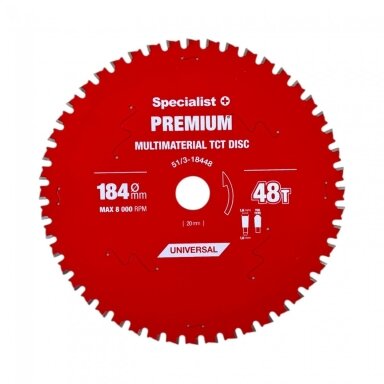 SPECIALIST+ pjovimo diskas Multimaterial 184x48Tx20/16mm SPECIALIST+ pjovimo diskas Multimaterial 184x48Tx20/16mm