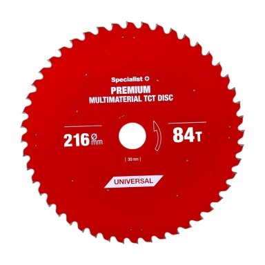 Pjovimo diskas 216x84Tx30mm, Multimaterial PREMIUM, SPECIALIST+
