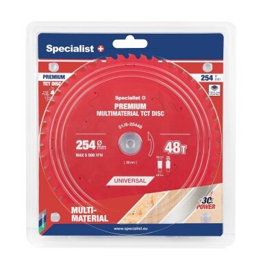 Pjovimo diskas 254x48Tx30mm, Multimaterial PREMIUM, SPECIALIST+ Pjovimo diskas 254x48Tx30mm, Multimaterial PREMIUM, SPECIALIST+