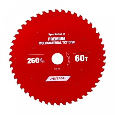 Pjovimo diskas 260x60Tx30mm, Multimaterial PREMIUM, SPECIALIST+ Pjovimo diskas 260x60Tx30mm, Multimaterial PREMIUM, SPECIALIST+