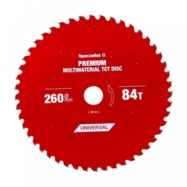 Pjovimo diskas 260x84Tx30mm, Multimaterial PREMIUM, SPECIALIST+ Pjovimo diskas 260x84Tx30mm, Multimaterial PREMIUM, SPECIALIST+