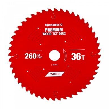 Pjovimo diskas 260x36Tx30mm, Wood PREMIUM, SPECIALIST+ Pjovimo diskas 260x36Tx30mm, Wood PREMIUM, SPECIALIST+