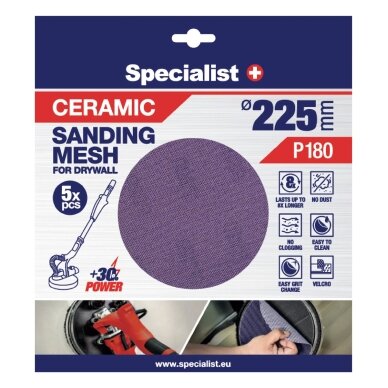 Specialist+ keramikinis tinklelis MESH, 225 mm, P180, 5 vnt. Specialist+ keramikinis tinklelis MESH, 225 mm, P180, 5 vnt.