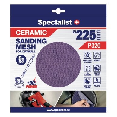 Specialist+ keramikinis tinklelis MESH, 225 mm, P320, 5 vnt.