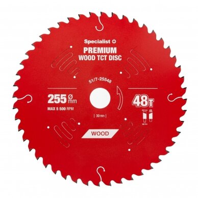 Pjovimo diskas 255x48Tx30mm, Wood PREMIUM, SPECIALIST+ 1