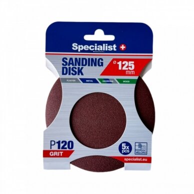 SPECIALIST+ šlifavimo popierius P120, 125 mm, 5 vnt. SPECIALIST+ šlifavimo popierius P120, 125 mm, 5 vnt.