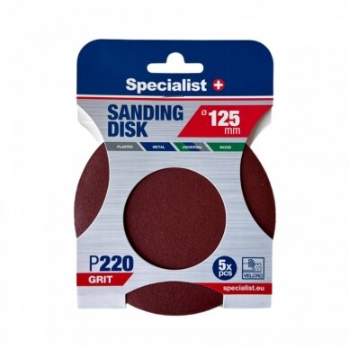 SPECIALIST+ šlifavimo popierius P220, 125 mm, 5 vnt. SPECIALIST+ šlifavimo popierius P220, 125 mm, 5 vnt.