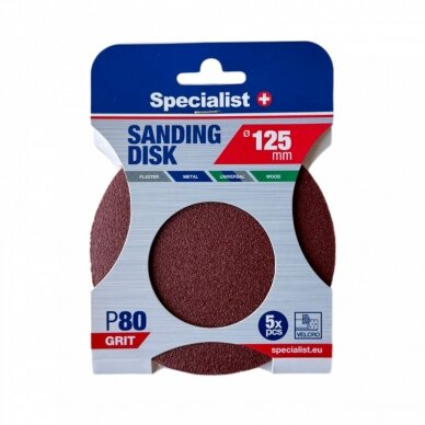 SPECIALIST+ šlifavimo popierius P80, 125 mm, 5 vnt. SPECIALIST+ šlifavimo popierius P80, 125 mm, 5 vnt.