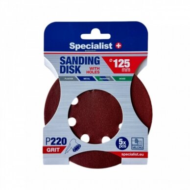 SPECIALIST+ šlifavimo popierius su skylėmis P220, 125 mm, 5 vnt. SPECIALIST+ šlifavimo popierius su skylėmis P220, 125 mm, 5 vnt.
