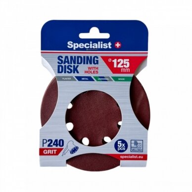 SPECIALIST+ šlifavimo popierius su skylėmis P240, 125 mm, 5 vnt. SPECIALIST+ šlifavimo popierius su skylėmis P240, 125 mm, 5 vnt.
