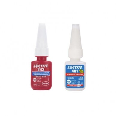 Sriegių fiksatoriaus ir klijų komplektas LOCTITE 243 5ml/ 401 5gr