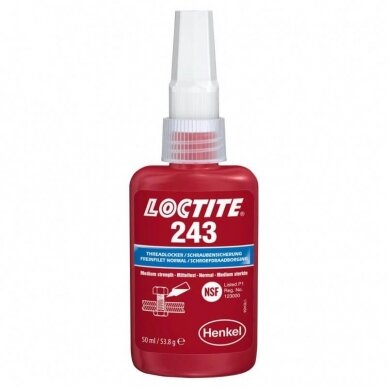 Sriegių fiksatorius vidutinio tvirtumo 243 LOCTITE 50ml Sriegių fiksatorius vidutinio tvirtumo 243 LOCTITE 50ml
